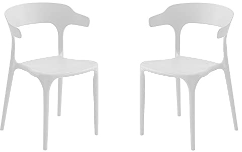 Liberoshopping Stapelstuhl aus Polypropylen mit Armlehnen für drinnen und draußen IDERIO (weiß 2 Stück)