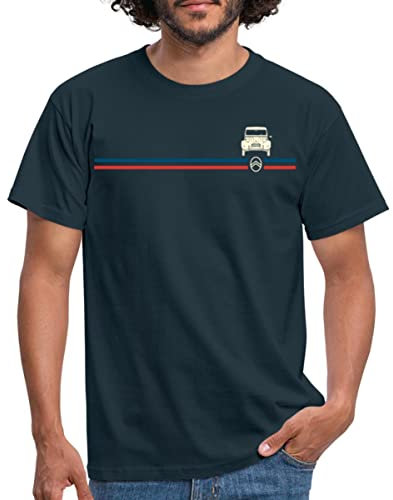 Spreadshirt Citroën Logo Stripes 2CV T Shirt Homme, L, Marine