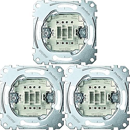 Schneider Electric Merten MEG3116-0000 - Ausschalter und Wechselschalter Einsatz - 10 A - AC 250 V – Steckklemmen - Unterputz zum Einbau von Schaltern & Steckdosen - LED Beleuchtungs-Module, 3er Pack