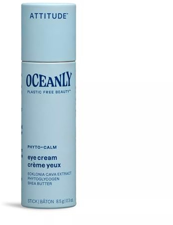 ATTITUDE Oceanly Eye Cream Stick, EWG Verified, Plastic-free, Plant and Mineral-Based Ingredients, Vegan Skin Care Products, PHYTO CALM, Unscented, 8.5 grams
