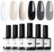 modelones UV Nagellack, Weiß Schwarz 6 Farben Gel Nagellack Set, Soak Off Natur Gel Polish Nageldesigns, UV LED Gellack UV Lack für Anfänger DIY Nail Art Maniküre Salon
