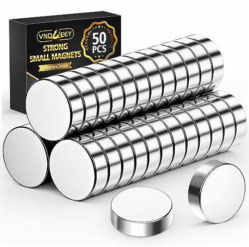 VNDUEEY Neodymium Magnets, Tiny Round Magnets for Whiteboard, Daily Use, Adult, Home, Kitchen, Rare Earth Magnet for Picture, Home, DIY Craft, Model, Garage, 50Pack, 10X3mm
