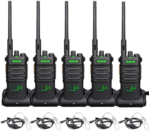 Retevis RT86 Professionelle Walkie Talkie für Erwachsene, Funkgeräte Große Reichweite mit Kopfhörer, 2600mAh Akku, Taschenlampe, Hohe Leistung Walkie Talkies für Lager, Sicherheit (Schwarz, 2 Stück)