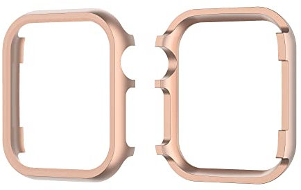 Shockproof Cases Compatible with Apple Watch 3 Case Rose Gold 38mm, Women Girls Aluminum Alloy Watch Bumper Hard PC Shockproof Frame Case Protective Cover Compatible with Apple Watch 38mm Series 3/2/1