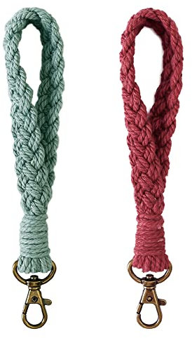 AOKSUNOVA Makramee Set Schlüsselanhänger Mädchen Schlüsselbund Schlüsselband Kurz Boho Keychain