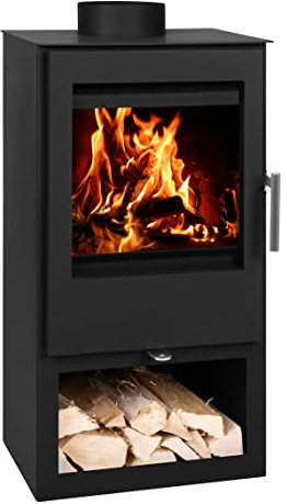 5 kW Holzofen Bruno Pero - Schlichter Kaminofen mit kleinem Holzfach