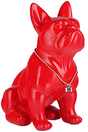 XYQXYQ Französische Bulldogge Deko Skulpturen, Kunstharz Englische Bulldogge Figur Hund Statue,Wohnzimmer Modern Schreibtisch-Dekoration