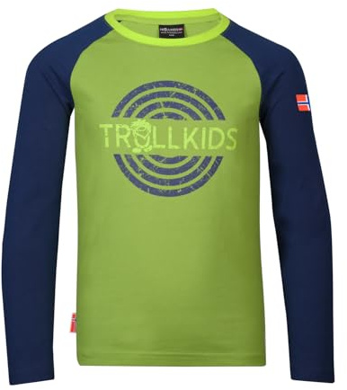 Trollkids Kids Preikestolen Longsleeve 98, Kiwi/Mystic Blue