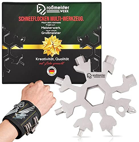 Multiherramienta I El regalo para hombres I Copo de nieve 18 en 1 multiherramienta I Universal Artesano Gadget + pulsera magnética regalo