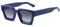 WDZAYXC Vintage Rechteckige Sonnenbrille für Damen Herren Chunky Rectangle Sunglasses Retro Brille UV400 Schutz(blau/grau)
