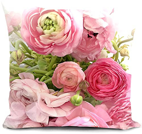 HUASHUZI Kissenbezug 40x40 rosa Blumen Kissen Outdoor Kissen pink Rose gartenmöbel Balkon frühling deko sofakissen dekokissen Wohnzimmer kissenbezüge