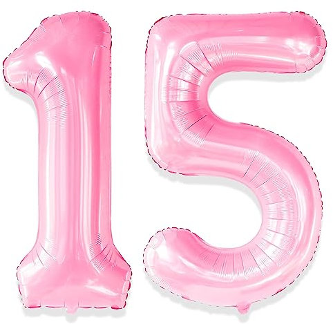 Yiran 15 51 Ballon Nummer Rosa 15 51 Riesige Große Zahl 1 & 5 Zahl 15 51 Folie Mylar-Luftballons Süße 15. 51. Geburtstag Party Jahrestag Dekorationen Zubehör für Mädchen Frauen Geburtstagsballons 81,3