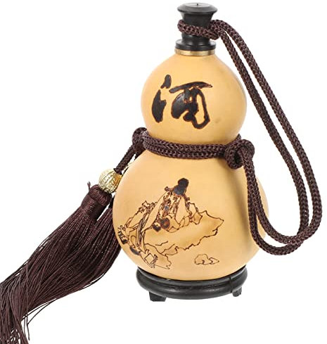 Natürlicher Weinkürbis Weintopf Kürbis Weinflasche Flasche Outdoor Tragbare Wasserflasche Retro Chinesisch Antik Weinkrug Kürbisform Servieren Wein Sake Topf Stil A