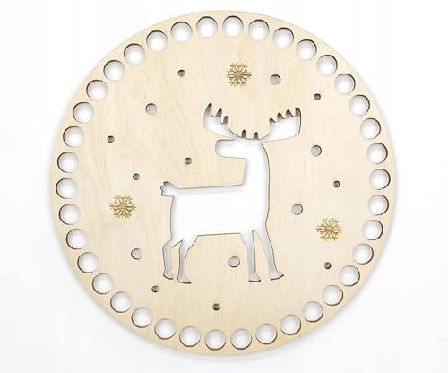 Häkelzubehör, Sperrholzsockel, Korbboden, Makramee-Ringe, Korbboden, Sperrholzsockel, Häkelsockel, Makramee-Zubehör (Rentier)