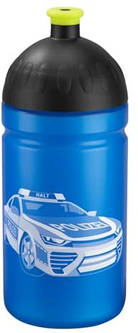 Step by Step Trinkflasche „Police Car Cody“ auslaufsicher, spülmaschinenfest, BPA-frei, für Schule, Kindergarten, heiße und kohlensäurehaltigen Getränke, 0,5L, blau - schwarz
