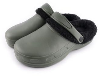 R-ISLAND Clogs Inverno, Zoccoli Invernali da Uomo, con Fodera Calda, Adulto,Impermeabile,Antiscivolo,Confortevole,Perfettamente per Casa Esterno o Interno, Verde, 41 EU