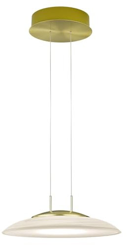 HELL höllisch gutes Licht LED-Pendelleuchte - Messingfarben - Weiß - 42 x 150 cm - Glas - Metall - 1-flammig - höhenverstellbar