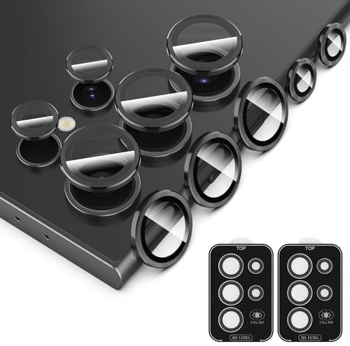 Simpeak 2 Set Camera Lens Protector Compatible with Samsung Galaxy S24 Ultra, Individual 9H Tempered Glass Camera Metal Case for S24 Ultra [Installation Tray]