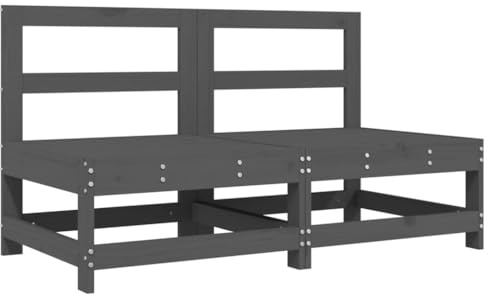 vidaXL Garten Ecksofa 2 STK., Modular Gartenmöbel, Sofa Lounge Sessel für Garten Terrasse Balkon, Gartensofa Gartensessel, Grau Massivholz Kiefer