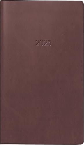BRUNNEN Taschenkalender Modell 758 (2025), 1 Seite = 1 Woche, A6, 80 Seiten, Kunstleder-Einband, bordeaux