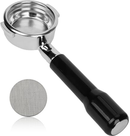 58mm Portafiltro Sin Fondo, 2 Orejas Portafiltro Espresso con Cesta de Filtro Desmontable y Mango Acero Inoxidable Pieza de Repuesto Compatible con Máquinas de Café Expreso E61