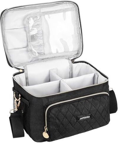 Kosmetiktasche Damen, Reise Kulturtasche Groß, Tragbarer Make Up Tasche mit Bürstenfach, Kosmetikkoffer-Organizer für Frauen,Schwarz