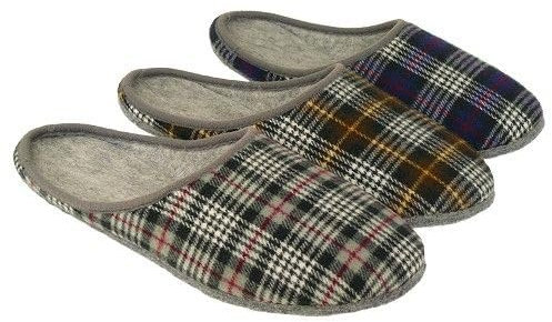 Herren Damen Filzpantoffeln Hausschuhe Filzsohle Latschen Made in Germany 36-48 (blau kariert, EU Schuhgrößensystem, Erwachsene, Numerisch, M, 44)