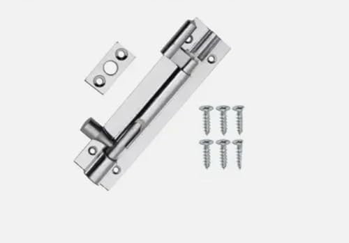 Necked Barrel Bolt Lock Crank Sliding Door Gate Bathroom,Toilet, Gate, Cupboards & Cabinets Bolts 75mm Satin Nickel Door Latch with Screws, Ideal Door Locks for Internal & External.