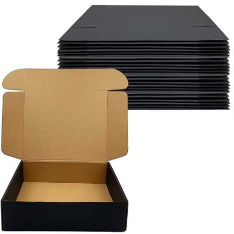 24-pack 28 x 22,86 x 7,6 cm svarta fraktlådor, kartongförpackningslådor för postfrakt korrugerade kartonglådor för förpackning små affärer platta fraktlådor tomma gåvor ge produkter