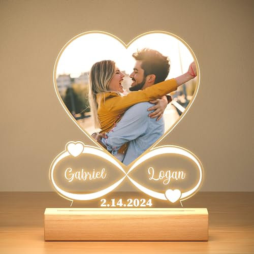KoxSmar Cadre Personnalisé Photo, Cadre Photo Personnalisé avec Photo, Cadre Lumineux Personnalisable, Idee Cadeau Femme, Cadeau Saint Valentin Personnalisé pour Femme, Homme, Amis, Famille, Couple