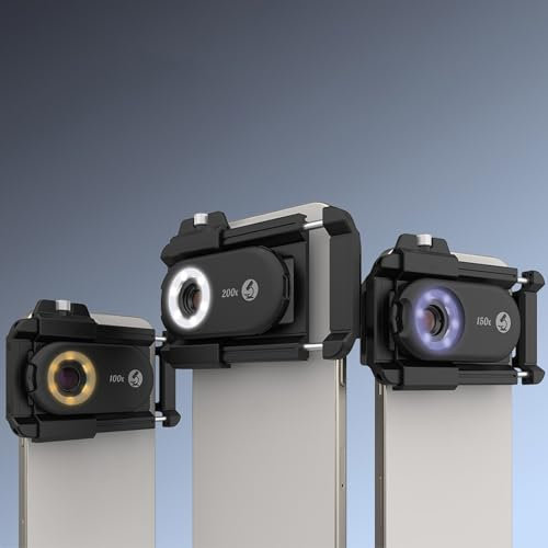 Obiettivo Fotocamera Telefono, Obiettivo Macro con Luce LED, 4 Lenti in Vetro Premium, Alta Trasmissione, Filtro CPL, Fotografia Macro Professionale per Telefoni (200X)