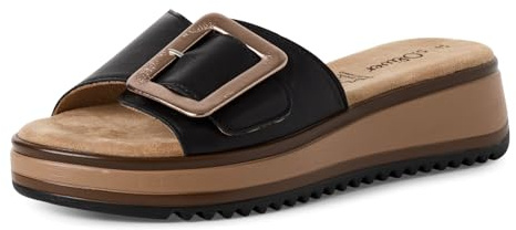 s.Oliver Damen Pantoletten aus Leder mit Schnalle, Schwarz (Black Nappa), 37 EU