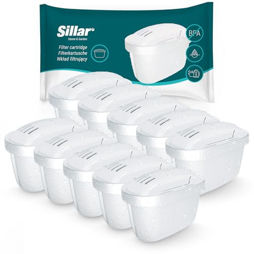 Sillar Cartouche de filtre à Eau Compatible avec Brita Maxtra - Filtre avec Charbon Actif et Résine échangeuse D'ions, Cartouches de Filtre à Eau - 10 Pièces