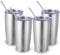 Volhoply 20oz 550ml Travel Insulated Tumbler with Lid and Straw Bulk 4 Pack, Double Wall Stainless Steel Coffee Mug Fits Cup Holder,Powder Coated Cups for Hot & Cold Drinks, BPA Free（Silver,4 Set）