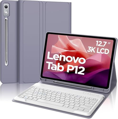 FOGARI Funda con teclado para Lenovo P12 de 12,7 pulgadas, funda para teclado para tableta con ranura para bolígrafo, teclado Bluetooth desmontable QWERTY italiano para Lenovo P12 2023 12,7 pulgadas