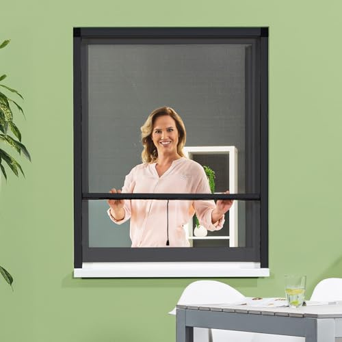 empasa Insektenschutz Fliegengitter Rollo Insektenschutzrollo Fenster SMART | in verschiedenen Größen und Farben, Farbe:anthrazit, Größe:80 x 160 cm