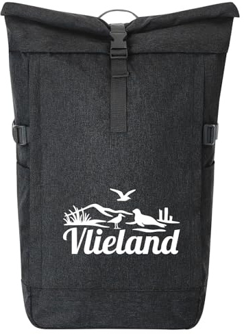 Huuraa Kurierrucksack Vlieland Niederlande 30-44 Liter Black Melange Fairtrade Rolltop Rucksack Geschenkidee