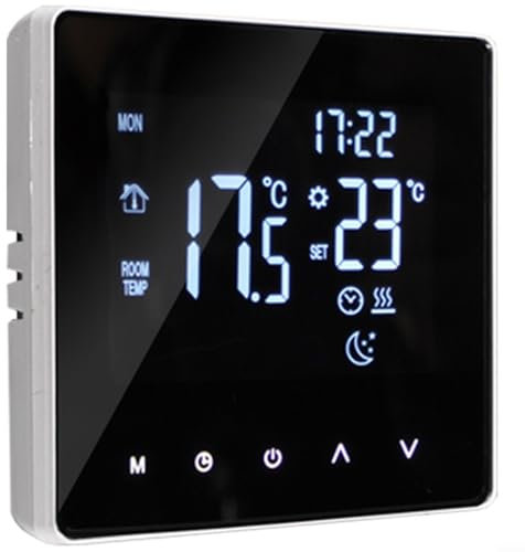 Termostato digitale con controllo WiFi, touch screen e funzioni di sicurezza per bambini per uso domestico (bianco)