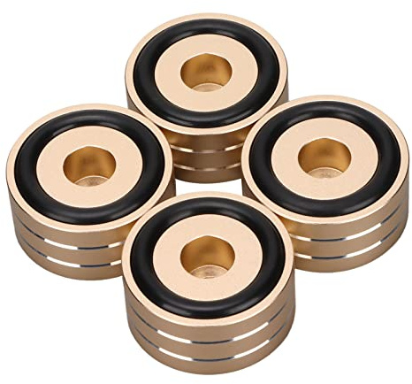 Aramox 4-teiliger Lautsprecher-Isolations-Spike-Ständer, Anti-Vibrations-Beine aus Aluminiumlegierung mit Eingebettetem Gummi für Verbesserte Klangklarheit und Stabilität für Verstärker und (Gold)