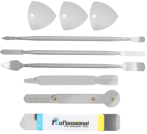 9 Utensili per Smontaggio Elettronica, Strumenti di Riparazione per Telefoni Cellulari in Inossidabile, Strumento di Apertura Ultra Sottile 0,1mm per Schermo Curvo LCD, per Smartphone, Tablet, Laptop