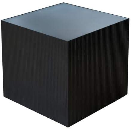 SVITA Eva Beistelltisch Wohnzimmertisch Eckig Quadratisch 50x50 Rattan-Optik Paulownia Holz Schwarz/Schwarz