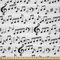 ABAKUHAUS Musik Microfaser Stoff als Meterware, Zusammenfassung Clef Blatt, Deko Basteln Polsterstoff Textilien, 2M (230x200cm), Schwarz Weiss