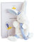 DOUDOU ET COMPAGNIE - Mini Doudou Attache-Tétine Lapin Bleu 15 cm - Collection Poudre De Perlidoudou - Peluche Matelot Avec Boîte Cadeau - Idée Cadeau Naissance Bébé - Garantie Doudou Perdu - DC3511
