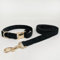 aicanis | Hundehalsband und Leine im Set | Elegante Geschenkbox mit Motiv-Karte | Aus Kord mit Goldener Schnalle | Schwarz | Größe M