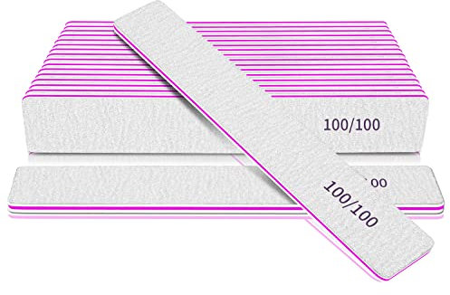 Lima De Uñas Profesional 100/100 Granos Para Uñas De Gel - Herramientas De Manicura Y Estilismo Para Salones De Belleza - 12 Pcs Para Poly Extensión De Uñas