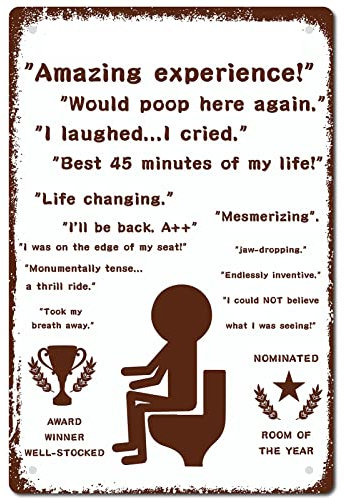 CREATCABIN Amazing Experience Would Poop Here Again Blechschild Metall Interessant Toilette Lustige Toilette Wanddekoration Kunstwand Aufhängen Eisen Gemälde Plakette Poster Für Badezimmer 12 x 8 Zoll