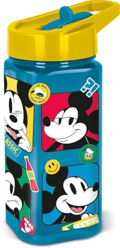 Bouteille en plastique Disney Blue pour enfants Mickey Mouse Mickey Mouse 510 ml avec paille qui évite les pertes