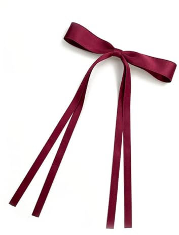 Rockreyoa Lot de 2 pinces à cheveux avec nœuds en satin pour femme - Couleur unie - Longue pince à cheveux en métal - Pour filles et femmes - Bordeaux