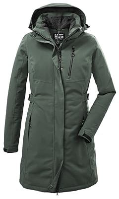 killtec Damen Funktionsparka/Parka mit abzippbarer Kapuze KOW 165 WMN PRK, grüngrau, 48, 37726-000, grün/grau