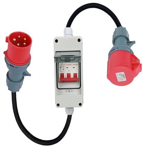 Adapter 32A Stecker auf 16A Kupplung,1 Meter Verlängerungskabel, Anschlusskabel mit Stecker,Starkstrom Verteiler, Benutzt für Elektrogeräte Anschließen Usw